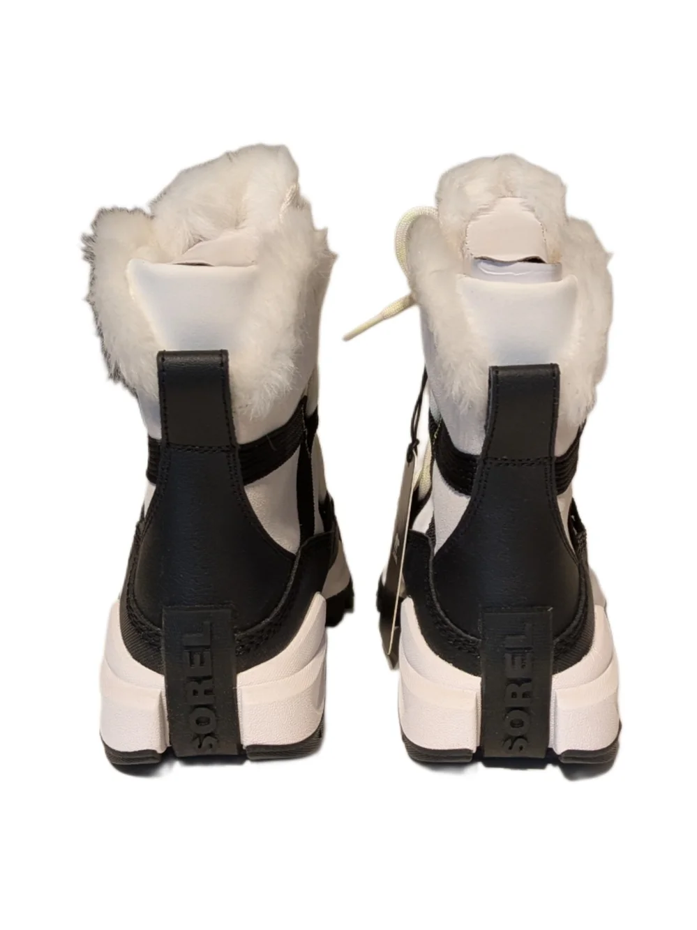 Sorel Ona RMX Glacy WP 1988611-3Sorel Women's White and Black Fur-Trim Snow Boot